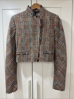 Theory Multicolor Tweed Cropped Blazer